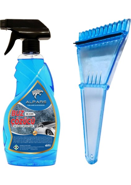 Araba Cam Buz Çözücü Sprey 500 ml ve Buz Kazıyıcı Beraber