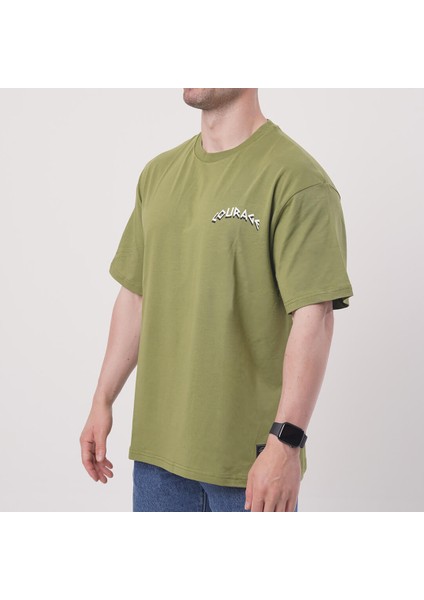 Rise Up Asker Yeşili Oversize Tişört modelleri