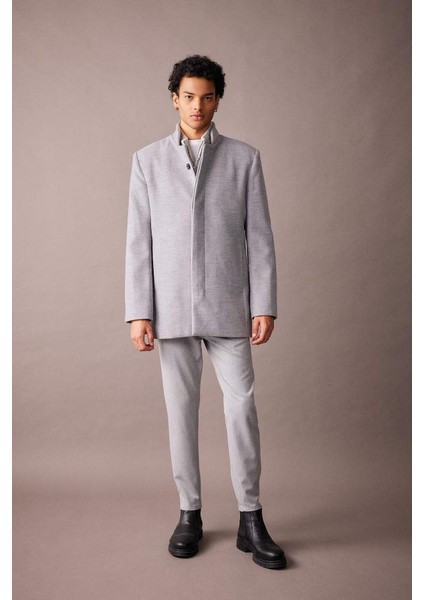 Slim Fit Dik Yaka Astarlı Kaşe Parka Yeşil fiyatları