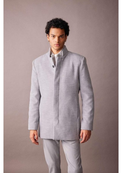 Slim Fit Dik Yaka Astarlı Kaşe Parka Yeşil modelleri