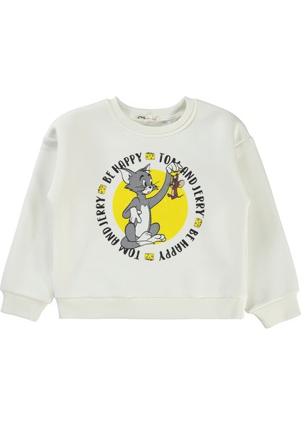 Kız Çocuk Sweatshirt 6-9 Yaş Ekru