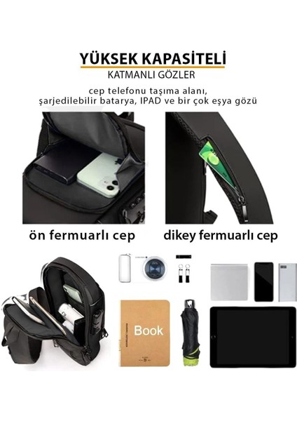 Newish Polo 2404  Body Bag Çapraz Sırt Omuz ve Göğüs Çantası  USB Kablo Çıkışlı Uziko - Suni Deri