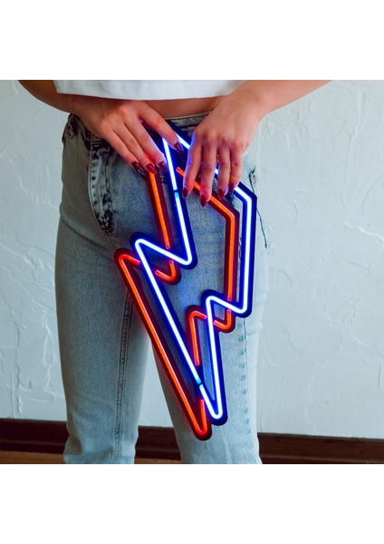 Flash Neon Süsü - Metal Üzerine Dekoratif Renkli Işıklı Duvar Aydınlatması Tablo Tabela | 20,5 cm x 48,5 cm