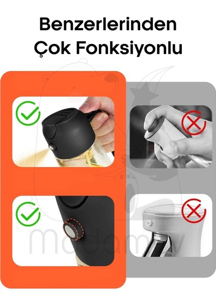 Emr Shop 2 Adet Çift Fonksiyonlu Cam Sprey Yağdanlık 450ML Zeytinyağı Sıvıyağ Şişe Airfryer Yağlık Sirkelik   Emr Home