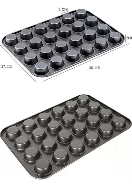 Emr Shop   Muffin Kalıbı 24'lü Mini + 12'li Büyük Cupcake Kek Kapsülü Yanmaz Yapışmaz Baking Pan Fırın Kalıbı   Emr Home