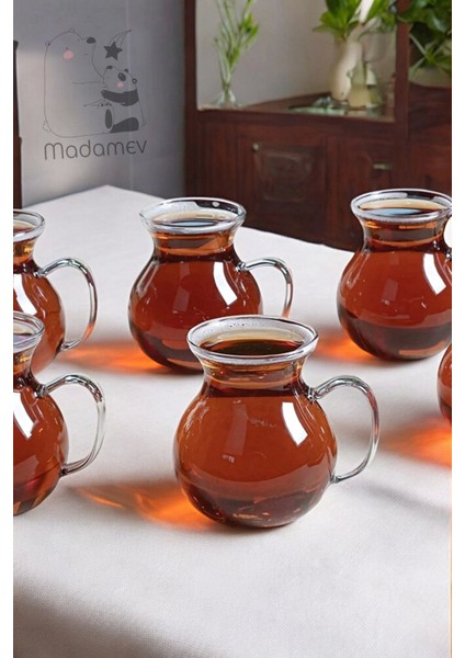 6'lı Pleasure Borosilikat Cam Bardak Set Isıya Dayanıklı Keyfi Ala Kulplu Çay Fincanı Bardağı modelleri