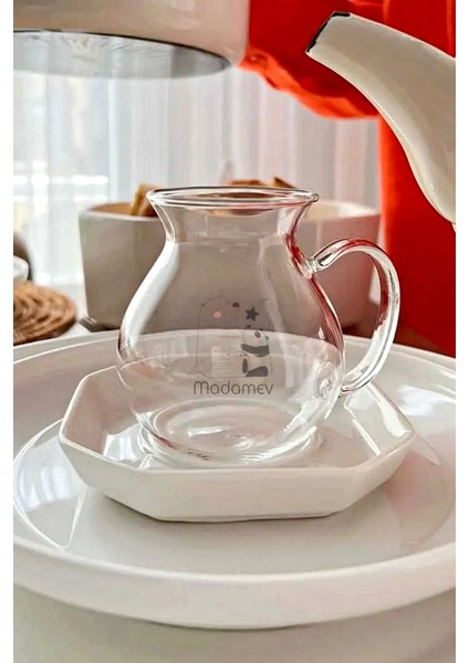 6'lı Pleasure Borosilikat Cam Bardak Set Isıya Dayanıklı Keyfi Ala Kulplu Çay Fincanı Bardağı fırsatları