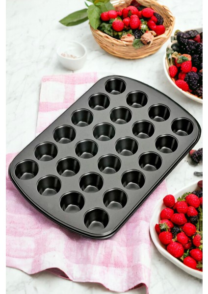 Emr Shop   Muffin Kalıbı 24'lü Cupcake Kapsülü Fırın Mini Kek Browni Kekstra Kurabiye Kalıbı Muffin Baking Pan   Emr Home