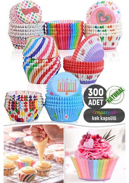   300LÜ Büyük Boy Muffin Kek Kapsülü Mini Muffin Kağıdı Cupcake Browni Kek Kalıbı Renkli Yapışmaz Set   Emr Home