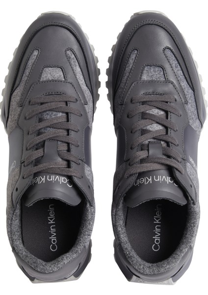 Calvin Klein Gri Erkek Sneaker Low Top Lace Up Wool