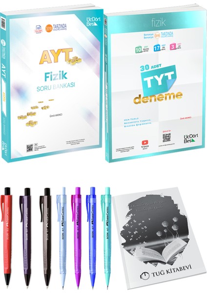 2025 TYT Fizik 30 Deneme - 2025 AYT Fizik Soru Bankası + Kalem - Not Defteri