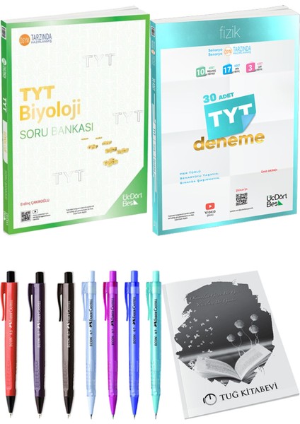 2025 TYT Fizik 30 Deneme - 2025 TYT Biyoloji Soru Bankası + Kalem - Not Defteri