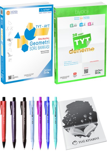 2025 TYT Biyoloji 30 Deneme - 2025 TYT-AYT Geometri Soru Bankası + Kalem - Not Defteri