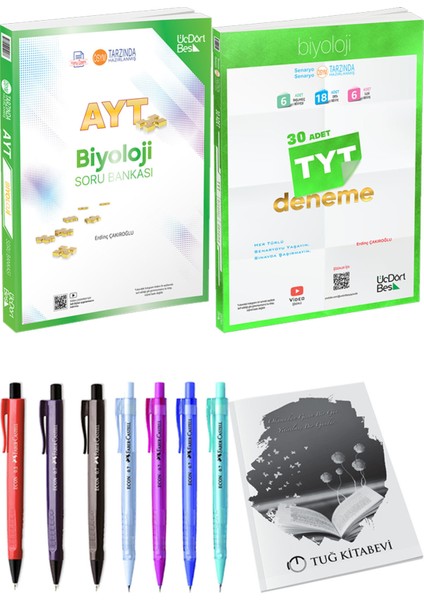 2025 TYT Biyoloji 30 Deneme - 2025 AYT Biyoloji Soru Bankası + Kalem - Not Defteri