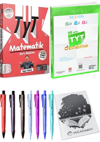 2025 TYT Biyoloji 30 Deneme - 2025 TYT Matematik Soru Bankası + Kalem - Not Defteri