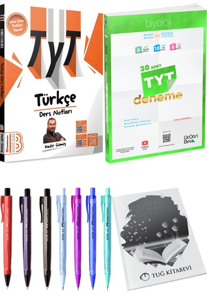 2025 TYT Biyoloji 30 Deneme - 2025 TYT Türkçe Ders Notları + Kalem - Not Defteri