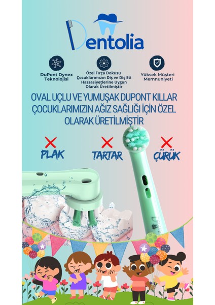 Çocuklar Için Oral-B Uyumlu Şarjlı Ve Pilli Diş Fırçası Yedek Başlığı 4 Adet