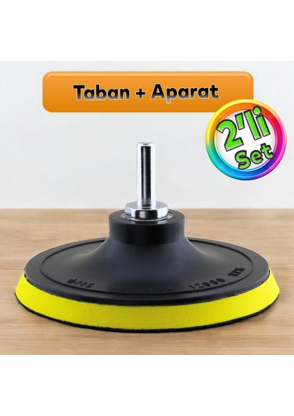 Cırt Zımpara Tabanı 115 mm Zımparalama Taşlama Sökülebilir M14 Cıvata Matkap Uyumlu + Matkap Aparatı (2'li Set)