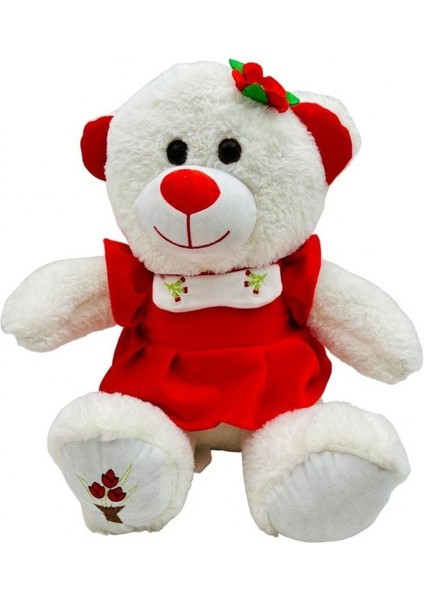 Peluş Çilekli Elbiseli 35 cm Ayıcık