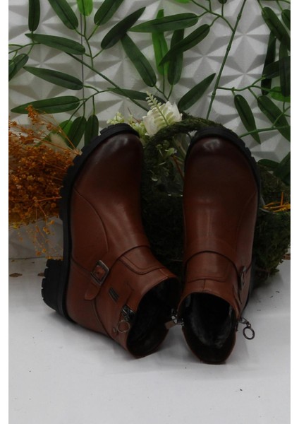 42831 Taba Deri Içi Kürklü Kaymaz Taban Kadın Bot indirimleri