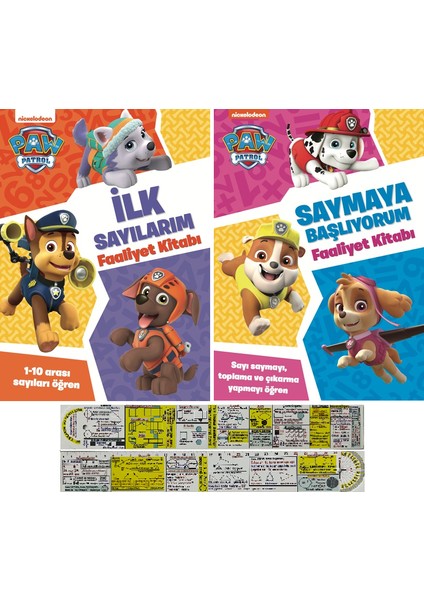 Paw Patrol Ilk Sayılarım + Saymaya Başlıyorum Faaliyet Kitapları 2'li Set + Mat. Öğreten Cetvel
