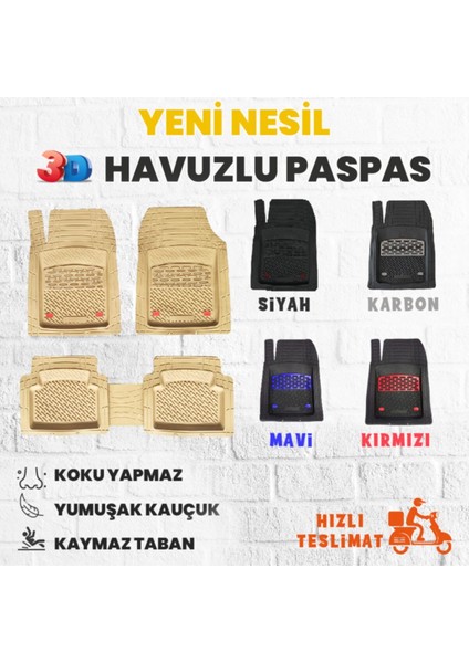 Tekno Trust Peugeot 206 + 2008 Model 3D Havuzlu Paspas Bej