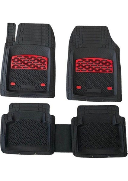 Tekno Trust Citroen C3 Uyumlu Universal Derin Havuzlu Paspas Krom Kırmızı