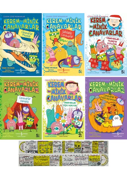 Kerem ile Minik Canavarlar 7-8-9-10-11-12. Kitaplar 6'lı Set + Mat. Öğreten Cetvel