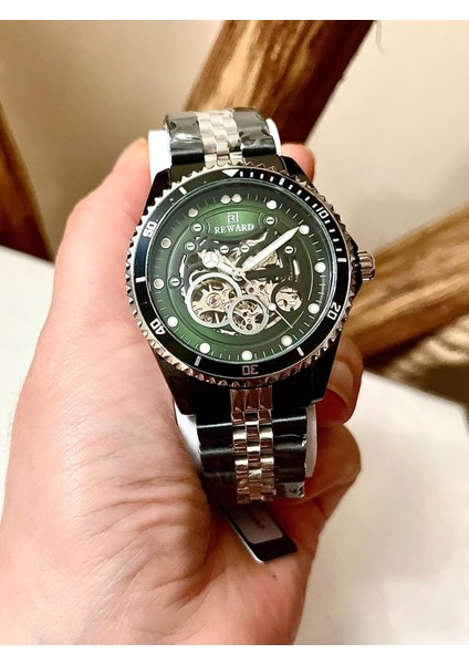 Spor Model Çelik Otomatik Erkek Kol Saati+Bileklik