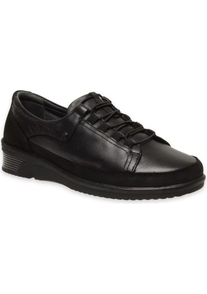 48201-G Bety Siyah Kadın Comfort Deri Ayakkabı