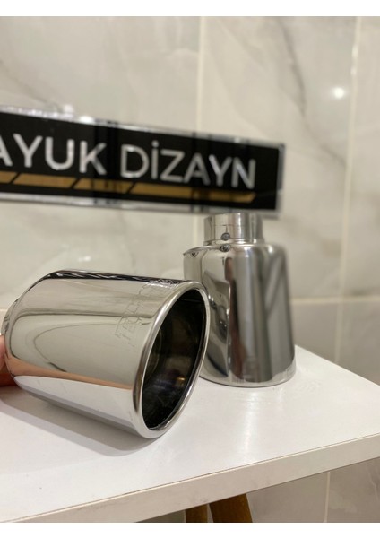 100MM Paslanmaz Krom Her Araca Uyumlu Egzoz Ucu 2 Adet Set