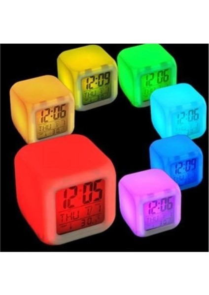 7 Renk Değiştiren Çocuk Odası Alarmlı Dijital Küp Çalar Saat fiyatları