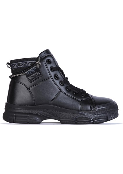 2025 Siyah Nova Kürklü Kadın Düz Bot