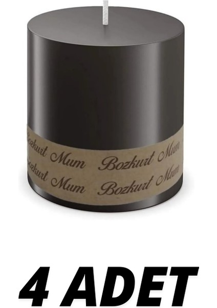 Silindir Mum 10 x 12 cm 4'lü Siyah