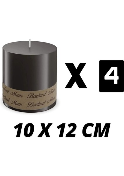Silindir Mum 10 x 12 cm 4'lü Siyah modelleri