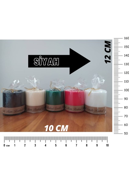 Silindir Mum 10 x 12 cm 4'lü Siyah fırsatları