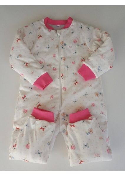 Edelweiss Swan Butik Kız Çocuk Paçalı Uyku Tulumu 2,5 Tog Iç Dışyüzeyi %100 Pamuk Penye desenli