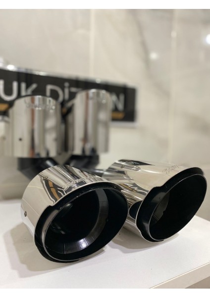 Akrapovic 100MM Dışı Krom Karbon Çiftli Siyah Egzoz Ucu Sağ-Sol Set