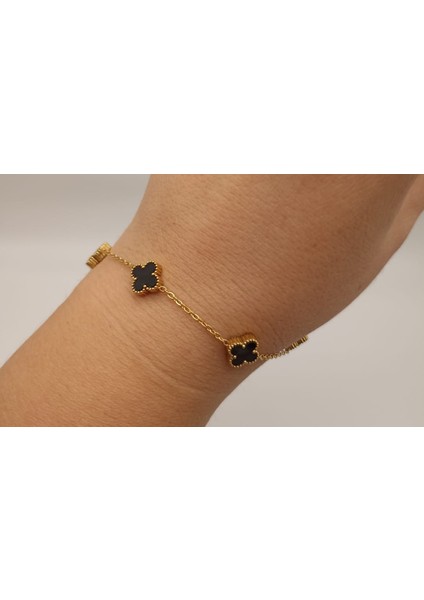 Tılsım Accesories Van Cleef Bileklik Çelik Küçük Siyah Gold