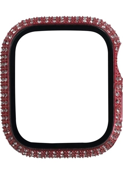 Apple Watch 7 41MM Redclick Watch Gard 24 Kenarları Taşlı Sert Pc Kasa ve Ekran Koruyucu
