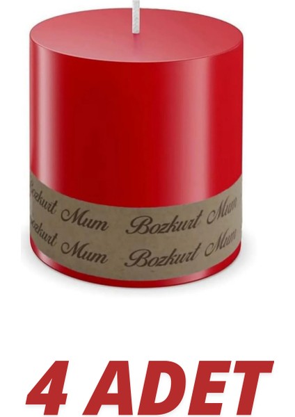 4'lü Silindir Mum 10X12 cm Kırmızı modelleri