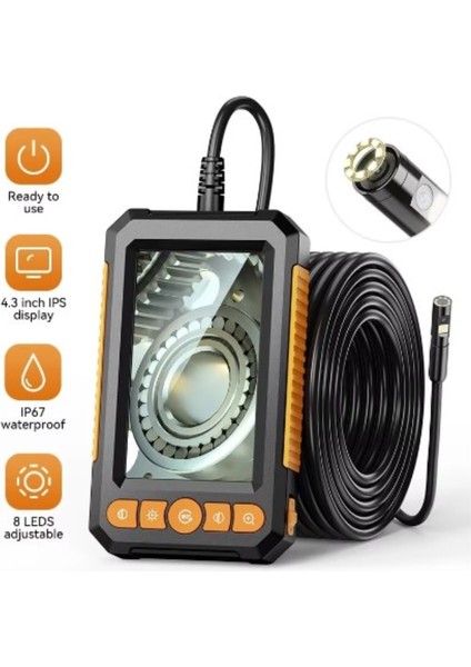 Endüstriyel Endoskop Kamera 10 mt 1080P 4.3 "tek Çift Lens LED ile HD1080P Araç Muayene Borescope IP67 Su Geçirmez Kanalizasyon Kamera
