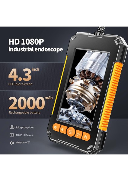 Endüstriyel Endoskop Kamera 10 mt 1080P 4.3 "tek Çift Lens LED ile HD1080P Araç Muayene Borescope IP67 Su Geçirmez Kanalizasyon Kamera