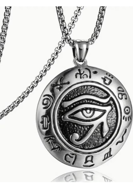 Paslanmaz Çelik Antik Mısır Horus Göz Ra Kolye /70 cm Zincirli fiyatları