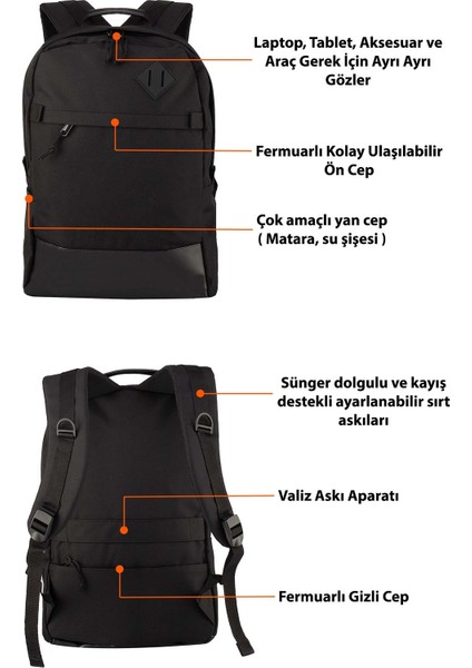 Backpack Daily Sırt Çantası - Siyah BP-S5050 fiyatları