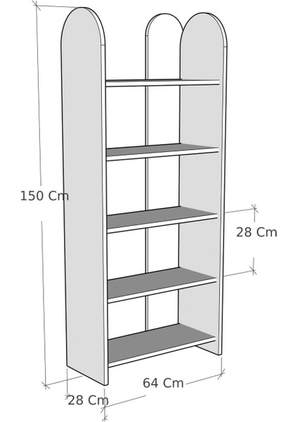 Dekoratif 5 Raflı Kitaplık Modern Kitaplık Kütüphane Organizer