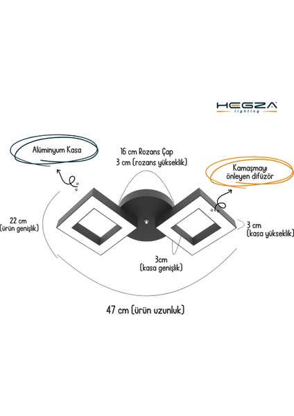 Alato (Beyaz Kasa, Beyaz Işık) Ledli Modern Plafonyer LED Avize Salon Mutfak Oturma Odası Yatak Odası Antre Hol LED