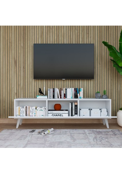 Tv Ünitesi 150 cm 3 Kapaklı Tv Sehpası Beyaz