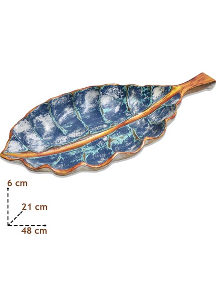 Ahşap Saplı Tabak Yaprak Boyalı Dekoratif Gondol Kayık