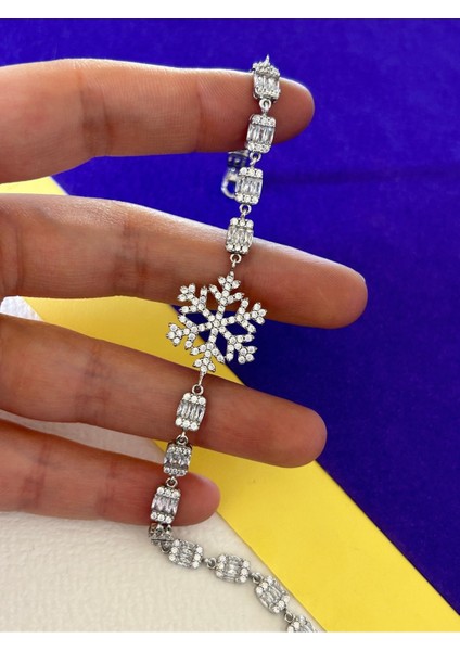 8,23 gr Silver Renk Bagetli Kar Tanesi 925 Gümüş Bileklik fiyatları